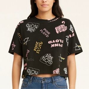 Pink Floyd Dark Side of the Moon Prism Crop Top – Black Graphic Tee Size XL NWOT
